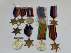 World War II Stars and Medals. 1939-1945 star (2) Burma Star (1), France and Germany Star (1),