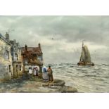 John Hamilton Glass SSA (Scottish 1890-1925) Dutch Scene with Fishing Boats off the Coast,