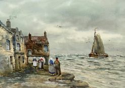 John Hamilton Glass SSA (Scottish 1890-1925) Dutch Scene with Fishing Boats off the Coast,