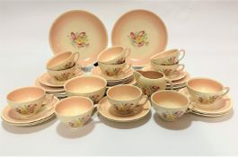 A Susie Cooper 1930s Crown Works Burslem England, Swansea spray pattern tea service of forty four