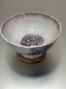 A 19thc Scottish pottery fruit bowl, probably Portobello, with transfer printed fish wife design