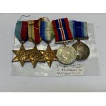 WWII Royal Navy group of five. 1939-45 Star, Africa Star, Atlantic Star, 1939 War Medal, Royal