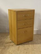 Hulsta, A German light beech veneered chest fitted with three drawers, H81cm, W50cm, D40cm