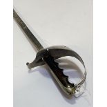 20thc Continental Officer's sword, straight blade with etched decoration, steel guard with wood grip