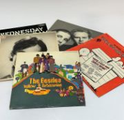 Six various vinyl albums including "You're a Good Man Charlie Brown", Simon and Garfunkel, Wednesday