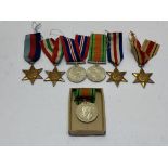 WWII Group of 6, 1939-45 Star, Africa Star, Italy Star, France and Germany Star, Defence Medal and