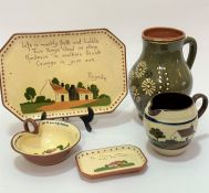 A collection of Torquay motto ware including an octagonal plate with View of Paignton, (28 x 19),