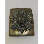 Gordon Highlanders cross belt plate, 20thc. cast badge on brass plate