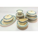 A Wedgwood Queensware Etruria china blue sprayed decorated part dinner service of twenty nine pieces