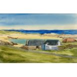 Beverley Black, (Scottish) Isle of Tiree, watercolour, signed bottom right, glazed pine frame, (18 x