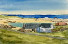 Beverley Black, (Scottish) Isle of Tiree, watercolour, signed bottom right, glazed pine frame, (18 x