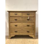 An Edwardian satin walnut chest, fitted with two short over three long graduated drawers, raised