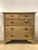 An Edwardian satin walnut chest, fitted with two short over three long graduated drawers, raised