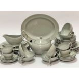 A Wedgwood Etruria Windsor grey part dinner and tea service including ashet, teapot, six soup bowls,