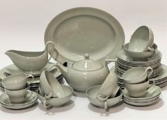 A Wedgwood Etruria Windsor grey part dinner and tea service including ashet, teapot, six soup bowls,
