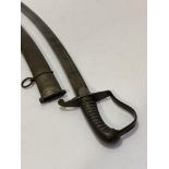 1796 Officer's Cavalry sabre. Steel guard, wirebound leather grip, curved steel blade, GR