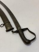 1796 Officer's Cavalry sabre. Steel guard, wirebound leather grip, curved steel blade, GR