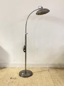 A Vintage Art Deco style silvered reading light, telescopic and angle adjustable, H180cm