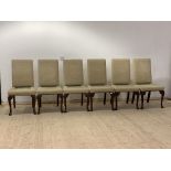 A quality Set of six French style high back upholstered dining chairs, each raised on walnut