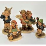 A Hummel pottery group including a figure of boy with toothache, (h:15) Off to Grandmother, a Hummel
