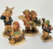 A Hummel pottery group including a figure of boy with toothache, (h:15) Off to Grandmother, a Hummel