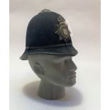 WWII period BOURNEMOUTH Police helmet. Blackened metal fittings, King Crown