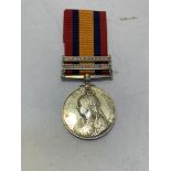 Queens South Africa medal, 2 clasps, NATAL TRANSVAAL. 2358 GNR. D. SMITH. EDIN. COY. R.G.A. (