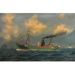H Owens, "Shamrock G W 1", Fishing Boat off Ailsa Craig, oil on canvas, signed bottom right, dated