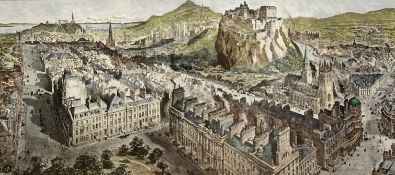 An Axonometric view of Edinburgh from Charlotte Square looking towards the Castle and George Street,