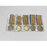 British War Medal 1914-19 (5) (WR-310416 SPR A.TILLANDER. R.E. 258851 SPR R. BYRES R.E. 60421 DVR.