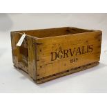 A mid 20thc varnished pine twin handled crate stamped Dorvalis 1959 (24 x 49 x 31)