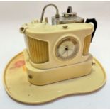 A Goblin Teasmade in white bakelite plastic complete with shaped teapot and water pot, with circular