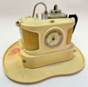 A Goblin Teasmade in white bakelite plastic complete with shaped teapot and water pot, with circular