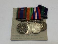 WWII Canadian Group, Defence Medal (Sil), War Medal (Sil) Canadian Volunteer Service Medal