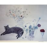 Dame Elizabeth Blackadder DBE, RA, RSA (1931 - 2021) Still Life with Black Cat and Poppies,