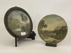 A pair of early 19th century hand coloured engravings of circular form, each depicting continental