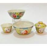A group of Chinese Republic wares including a bowl decorated with chrysanthemum and floral