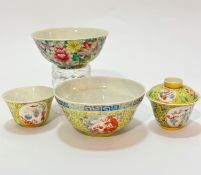 A group of Chinese Republic wares including a bowl decorated with chrysanthemum and floral