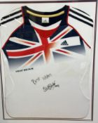 A framed team Great Britain Women's athletic Top by Adidas, signed by Eilidh Doyle 400m