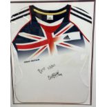 A framed team Great Britain Women's athletic Top by Adidas, signed by Eilidh Doyle 400m