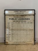 A mid 20th century framed public information poster, Abbeymount Laundry Edinburgh Corporation Public