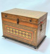 An Indian rectangular dowry style miniature chest, the top with all over inlaid marquetry work