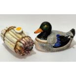 A china mallard duck tureen complete with duck handled sauce ladle, (20cm x 26cm x 13cm) and an