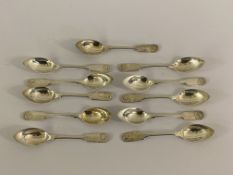 A set of 11 Sheffield silver shell and fiddle pattern grapefruit spoons by walker and hall, 251g