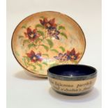 A Royal Doulton 1930's Magnolia pattern fruit bowl with handpainted floral design, raised on moulded