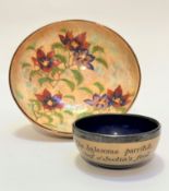 A Royal Doulton 1930's Magnolia pattern fruit bowl with handpainted floral design, raised on moulded