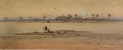 Augustus Osborne Lamplough (British 1877 - 1930) Sunset by The Pyramids, watercolour, signed