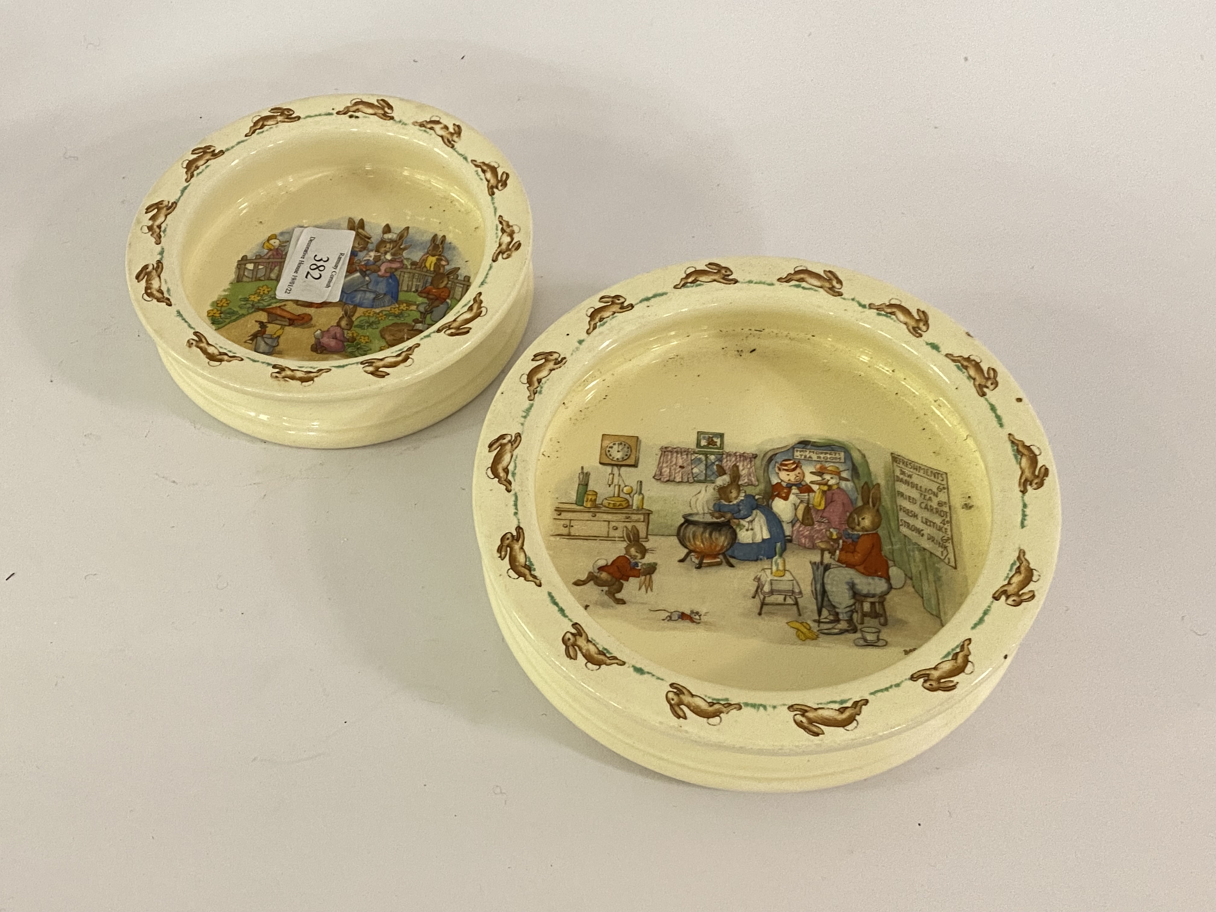 Two Royal Doulton 'bunnykins' plates, larger D19.5cm