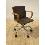 A rise and fall swivel desk chair, H83cm, W55cm