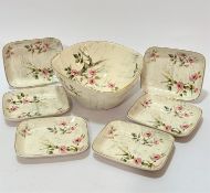 A 1950s/60s Midwinter Stylecraft Fashion shape salad bowl decorated with rose design, complete